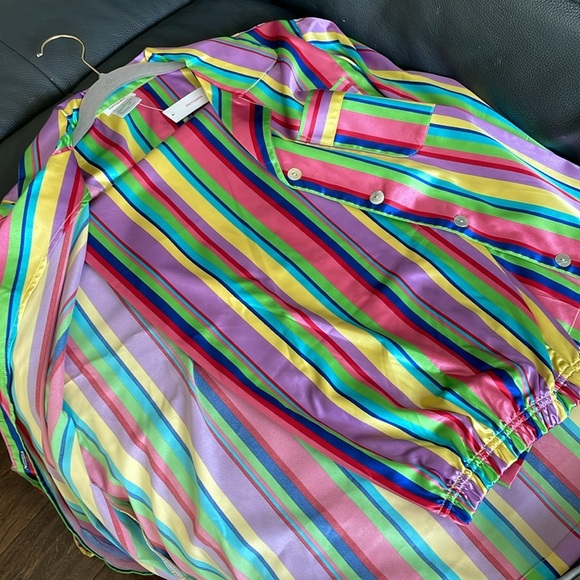 Dannyjams PJs Women Size 1X Rainbow Colored Stripes Silky Soft - Picture 4 of 11